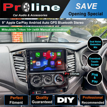 Mitsubishi Triton 2014-2025 9 GPS Stereo Wireless Apple Carplay Android Auto Manual aircon
