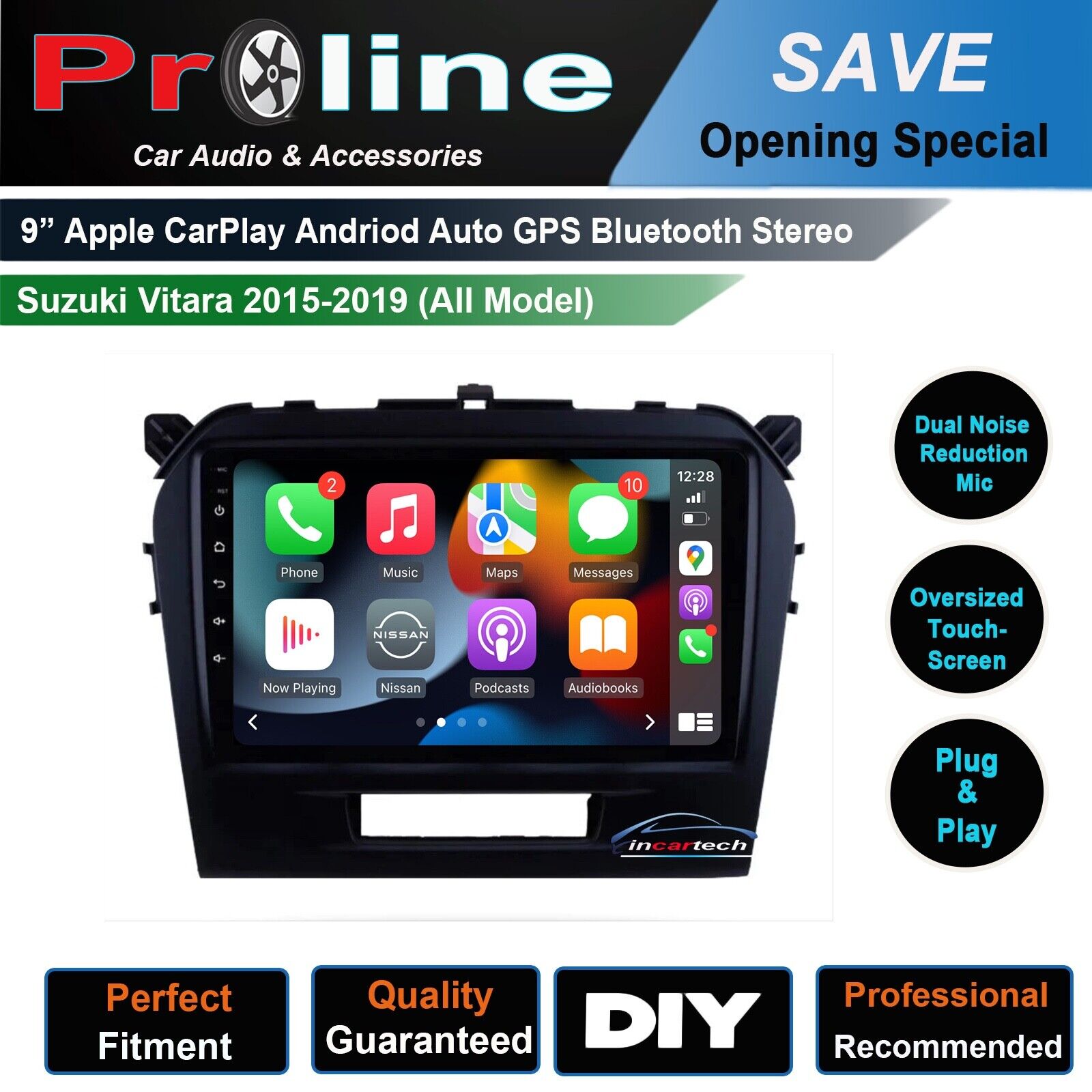 Suzuki Vitara 2015-2019 Wireless Apple Carplay Android Auto GPS SatNav Radio Stereo