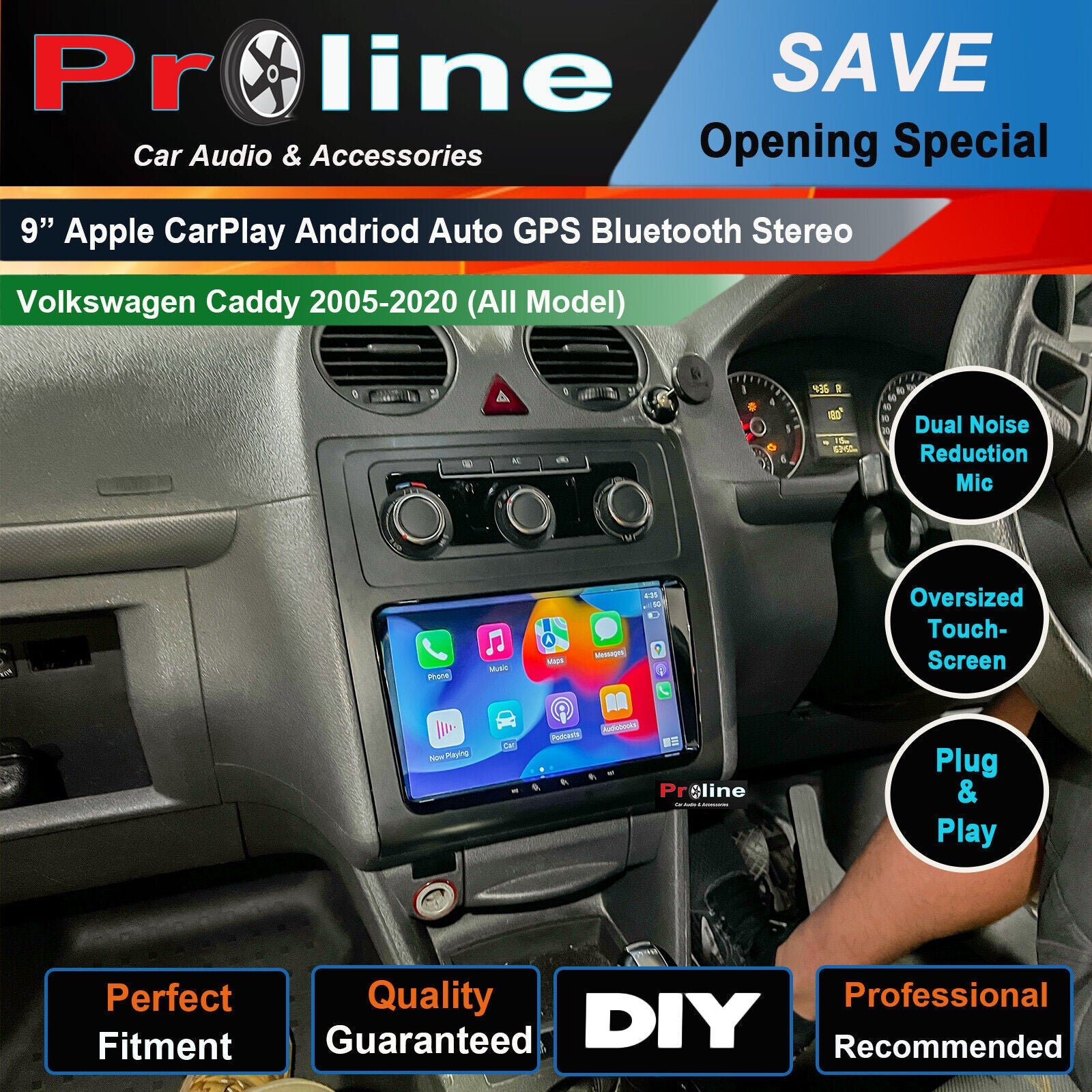 Volkswagen VW Caddy 2005-2015 9 GPS Infotainment Wireless Carplay Android auto