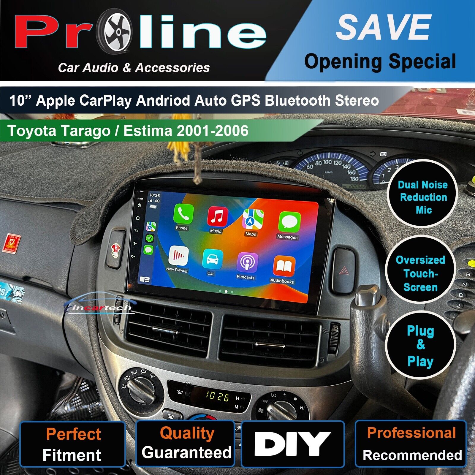 Toyota Tarago 2000-2006 GPS BT Wireless Apple Carplay Stereo Upgrade Radio satna