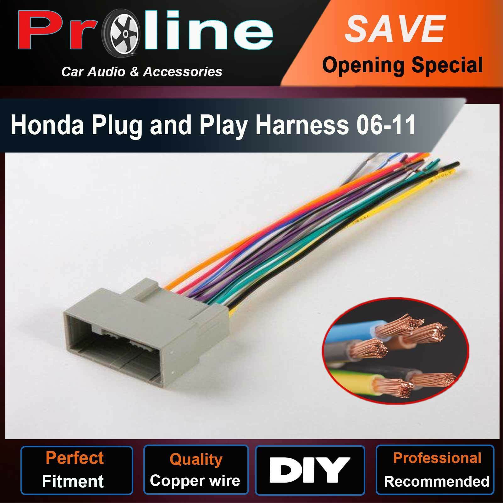 Honda Civic CRV Accord Stereo Radio Wiring Harness Plug and play Lead loom Wire