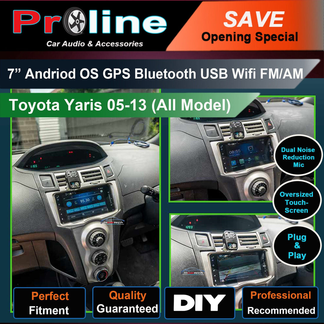 Toyota Yaris Hatchback 2005-2013 Wireless Apple CarPlay Andriod Auto GPS Bluetooth Stereo Radio
