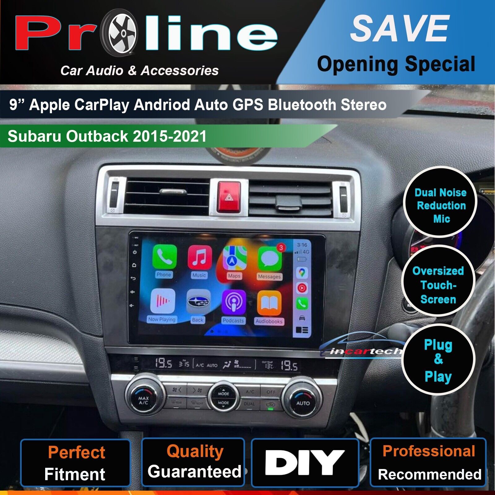 SUBARU LIBERTY 2015-2020 9 Wireless CARPLAY ANDROID AUTO SAT NAV GPS
