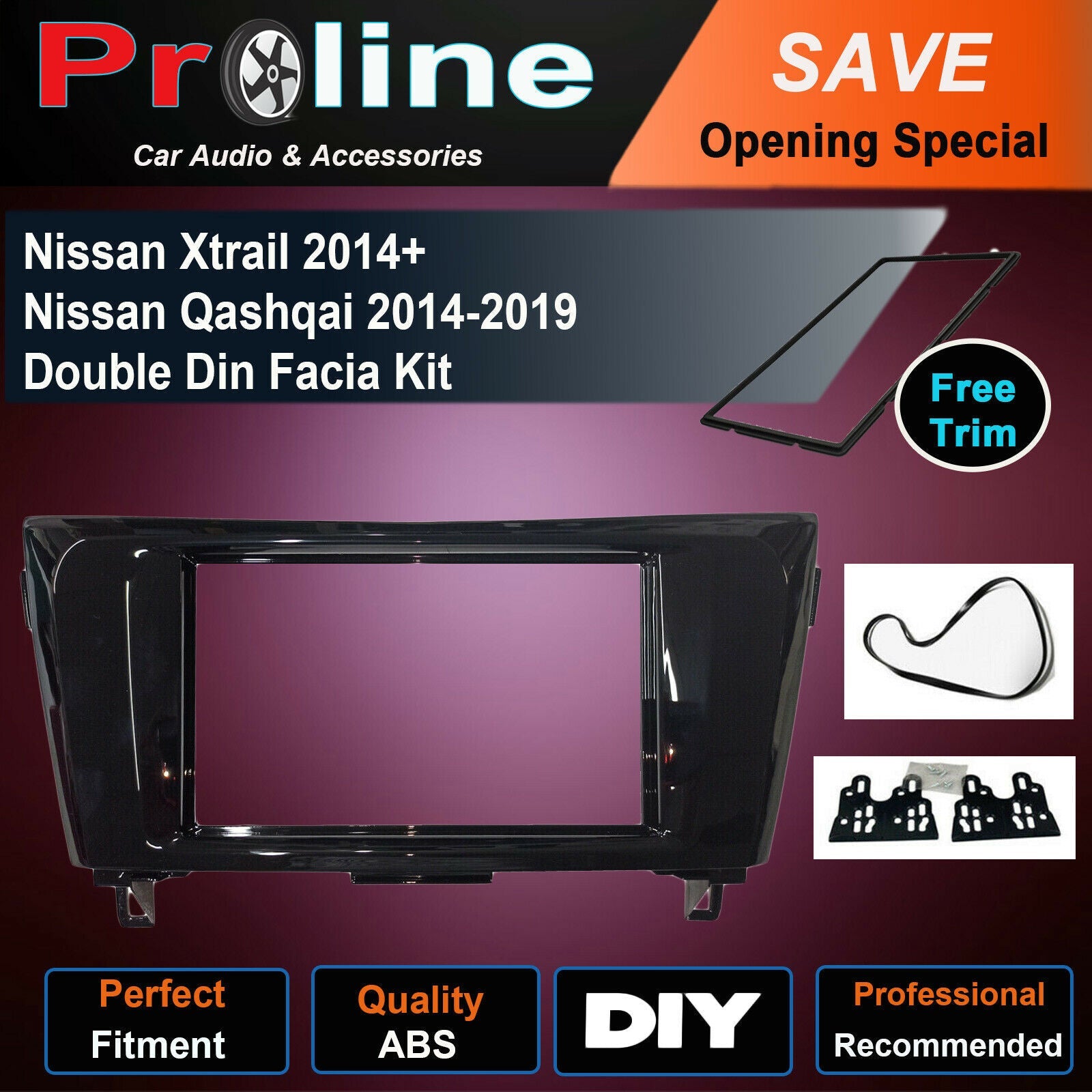 Nissan Xtrail Qashqai 14+ DOUBLE DIN radio facia sterero Fascia Dash Panel kit