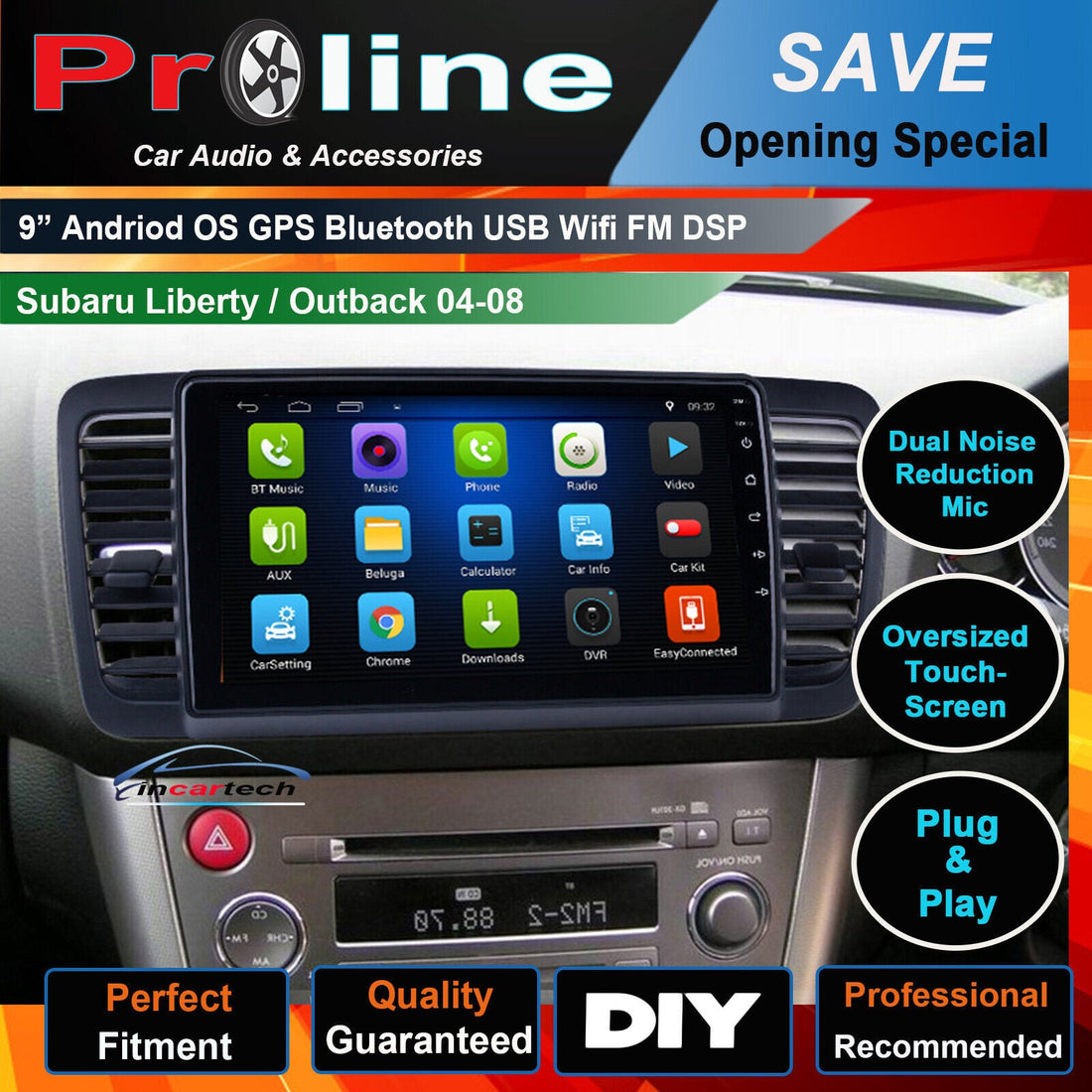 Subaru Outback 2003-2009 Wireless Apple Carplay Bluetooth Android Auto 9 screen