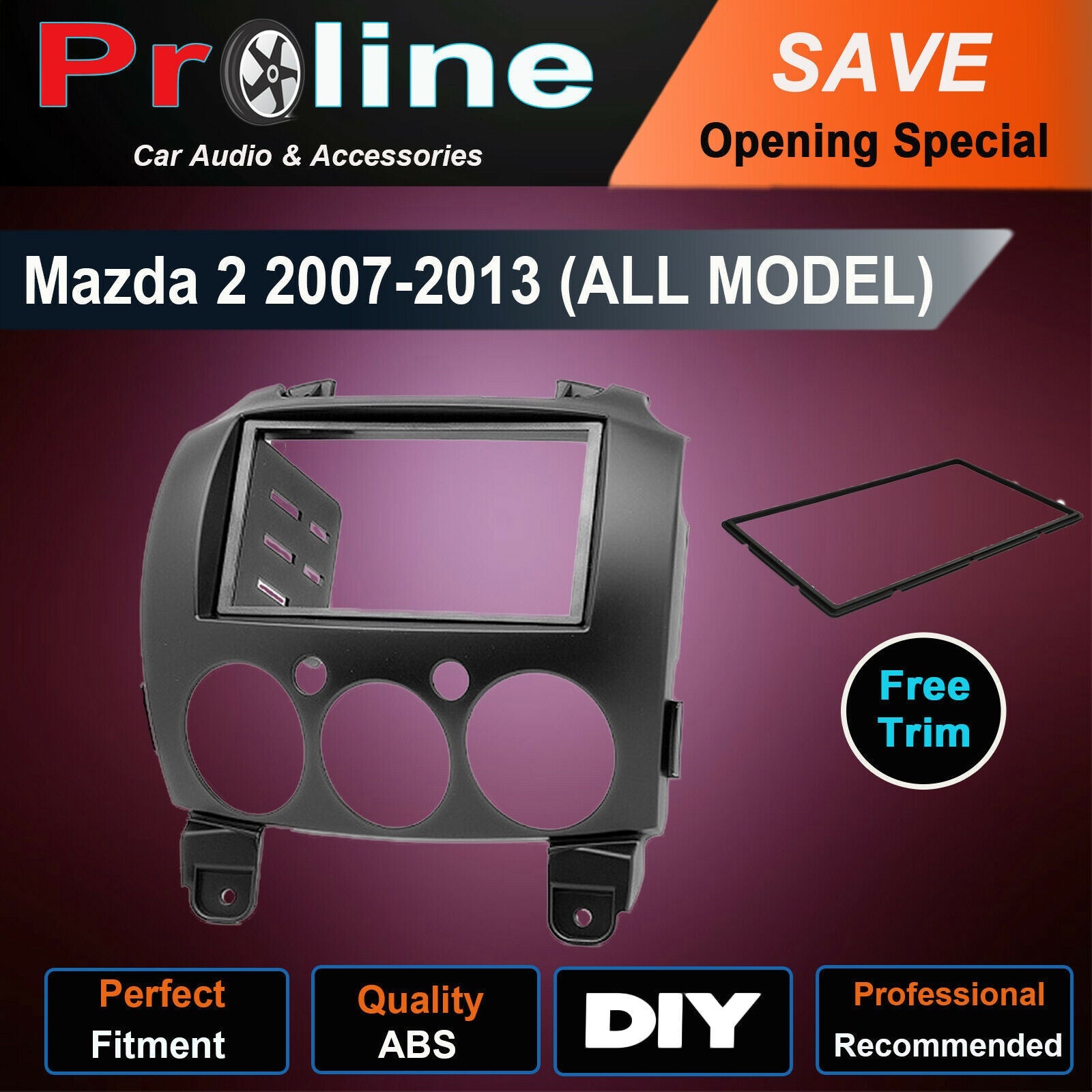 For Mazda 2 2007-2014 Car Audio stereo Radio double DIN Facia Dash Panel Trim