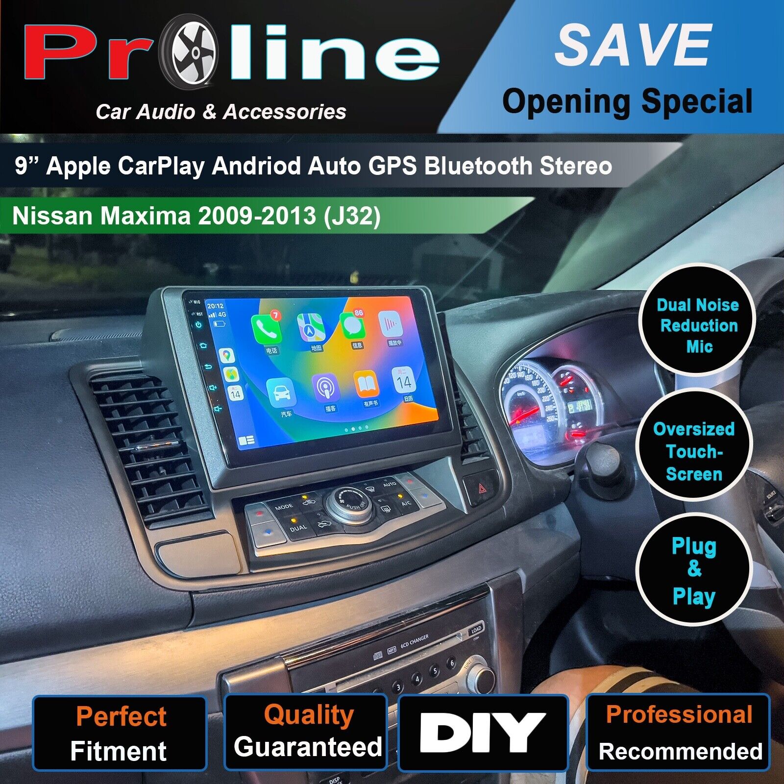 Nissan Maxima 2009-2013 GPS Bluetooth Wireless Apple Carplay Android Auto Stereo