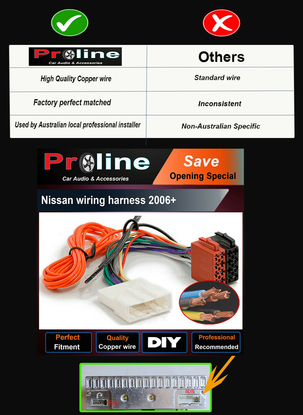 fit 2006+ Nissan ISO WIRING HARNESS radio lead wire loom connector adaptor
