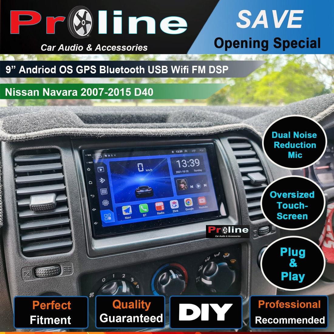 Nissan Navara D40 2007-2015 7 Bluetooth HF Android Auto GPS Satnav Stereo Reverse Camera