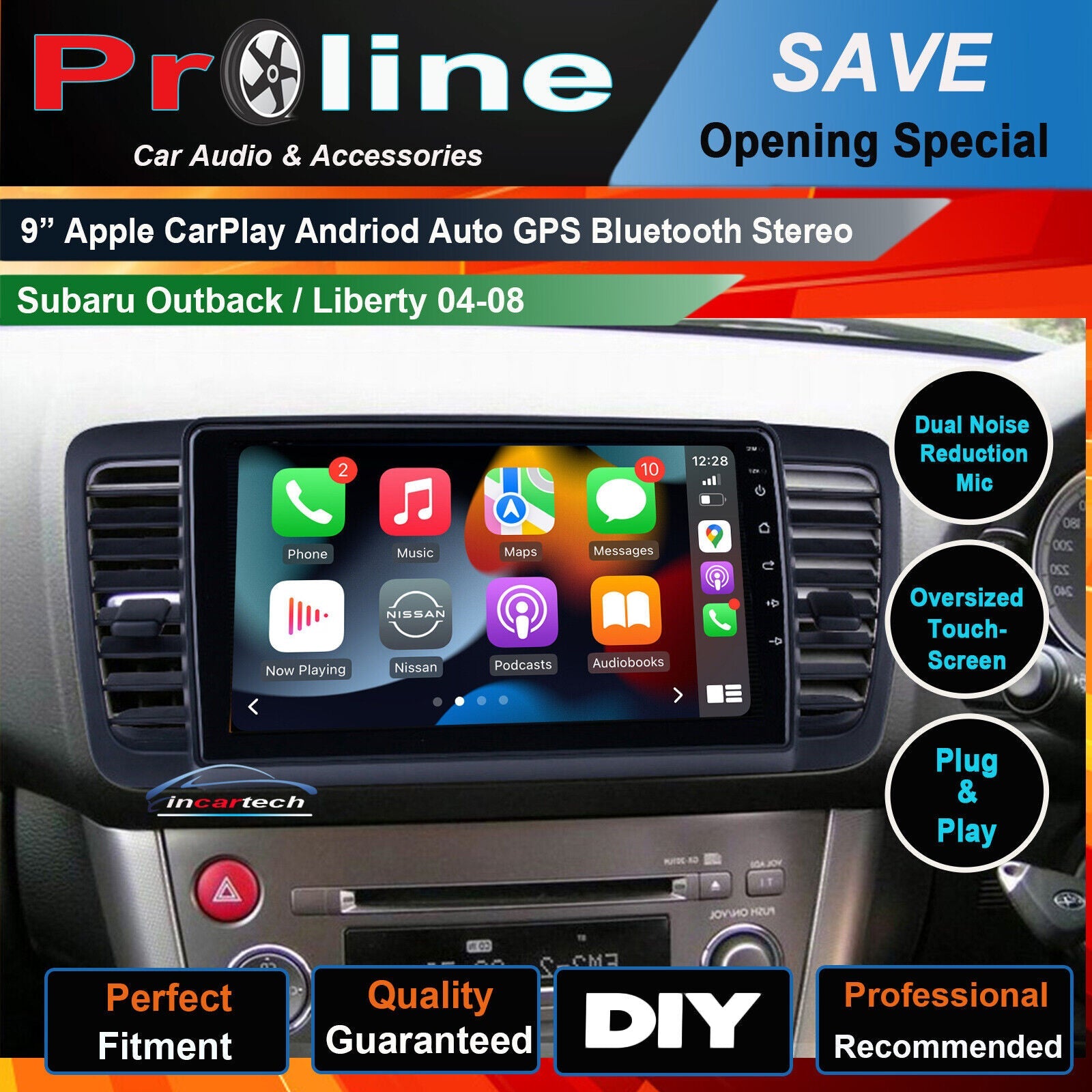 Subaru Outback 2003-2009 Wireless Apple Carplay Bluetooth Android Auto 9 screen