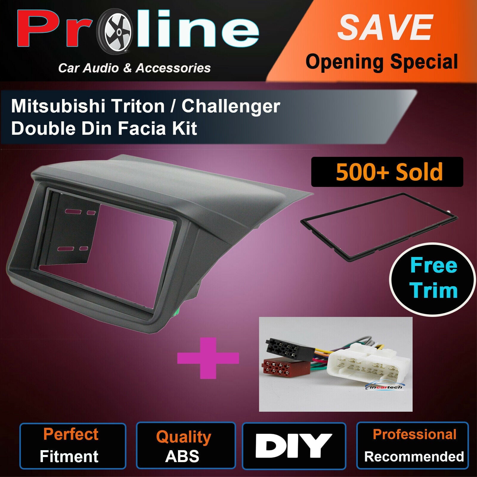 Mitsubishi Triton stereo 2 Din fascia dash panel facia kit trim+ Harness wiring