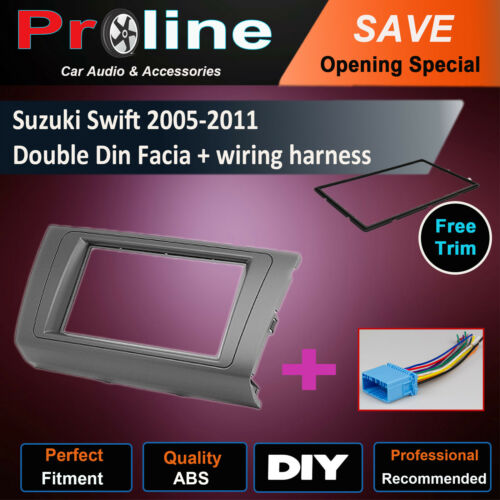 Suzuki Swift 2005-2011 Radio double DIN Facia Dash Trim fascia wiring harness™